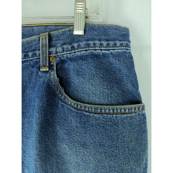 Vintage Levi's Baggy Fit Men's Jean Shorts Size 33 90s Blue Dirty Wash Denim - Picture 8 of 10